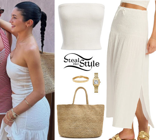 Kylie Jenner: Tube Top, Shirred Skirt