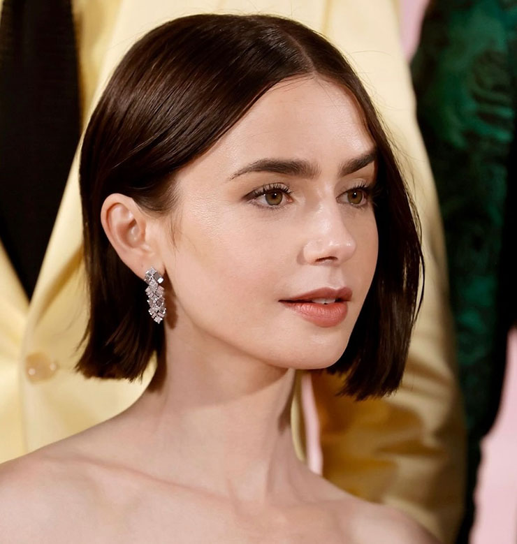 Lily Collins Radiates Effortless Sultry Glam at the 'Emily in Paris' Premiere with MERIT Beauty