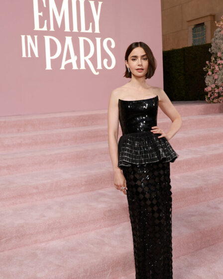 Lily Collins Wore Armani Privé For The 'Emily In Paris' Season 4 Premiere