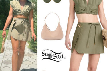 Lucy Hale: Green Top and Mini Skirt