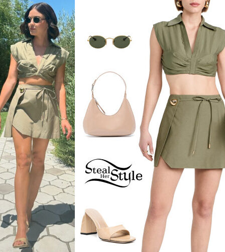 Lucy Hale: Green Top and Mini Skirt