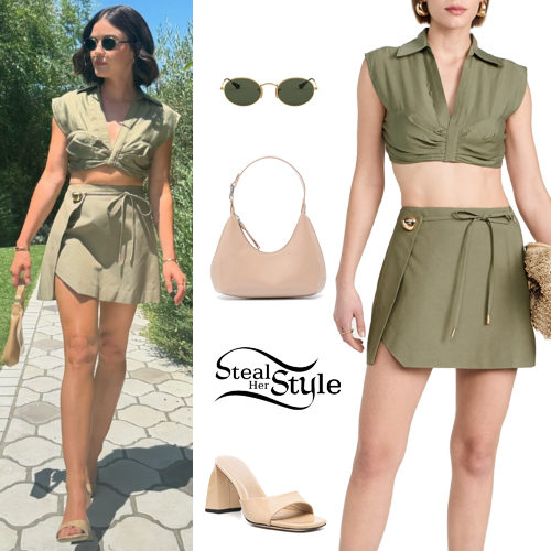 Lucy Hale: Green Top and Mini Skirt