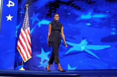 Michelle Obama looked effortlessly cool in a crisscross sleeveless suit at the 2024 DNC