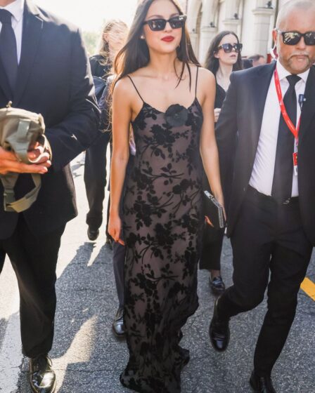 Olivia Rodrigo and Actor Louis Partridge at the 81st Venice International Film Festival being escorted to the premiere of 'Disclaimer'.