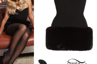 Sabrina Carpenter: Black Mini Dress and Mules