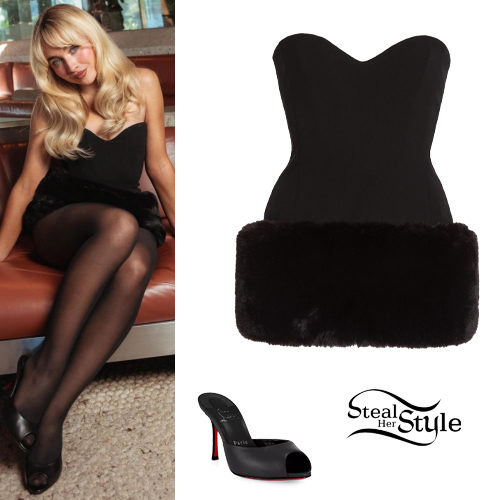 Sabrina Carpenter: Black Mini Dress and Mules