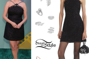 Selena Gomez: Black Mini Dress, Crystal Pumps