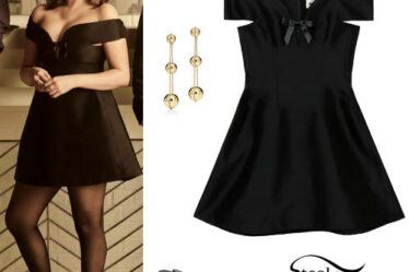 Selena Gomez: Black Mini Dress and Mules