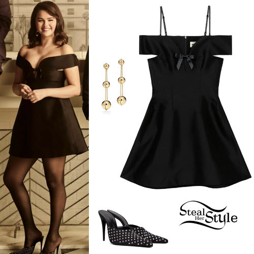 Selena Gomez: Black Mini Dress and Mules