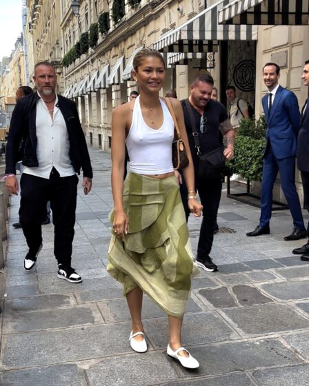 Image may contain Zendaya Pedestrian Person Accessories Bag Handbag Clothing Footwear Shoe Glasses and Adult