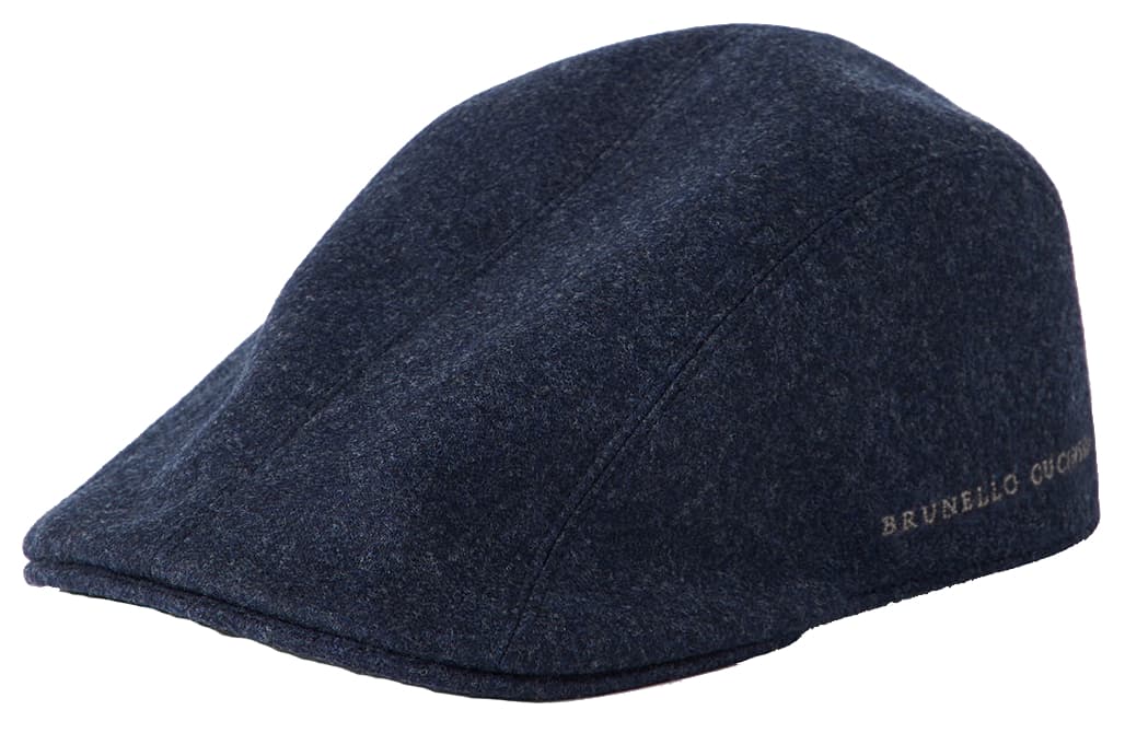 Brunello Cucinelli Virgin wool flannel flat cap with embroidered logo