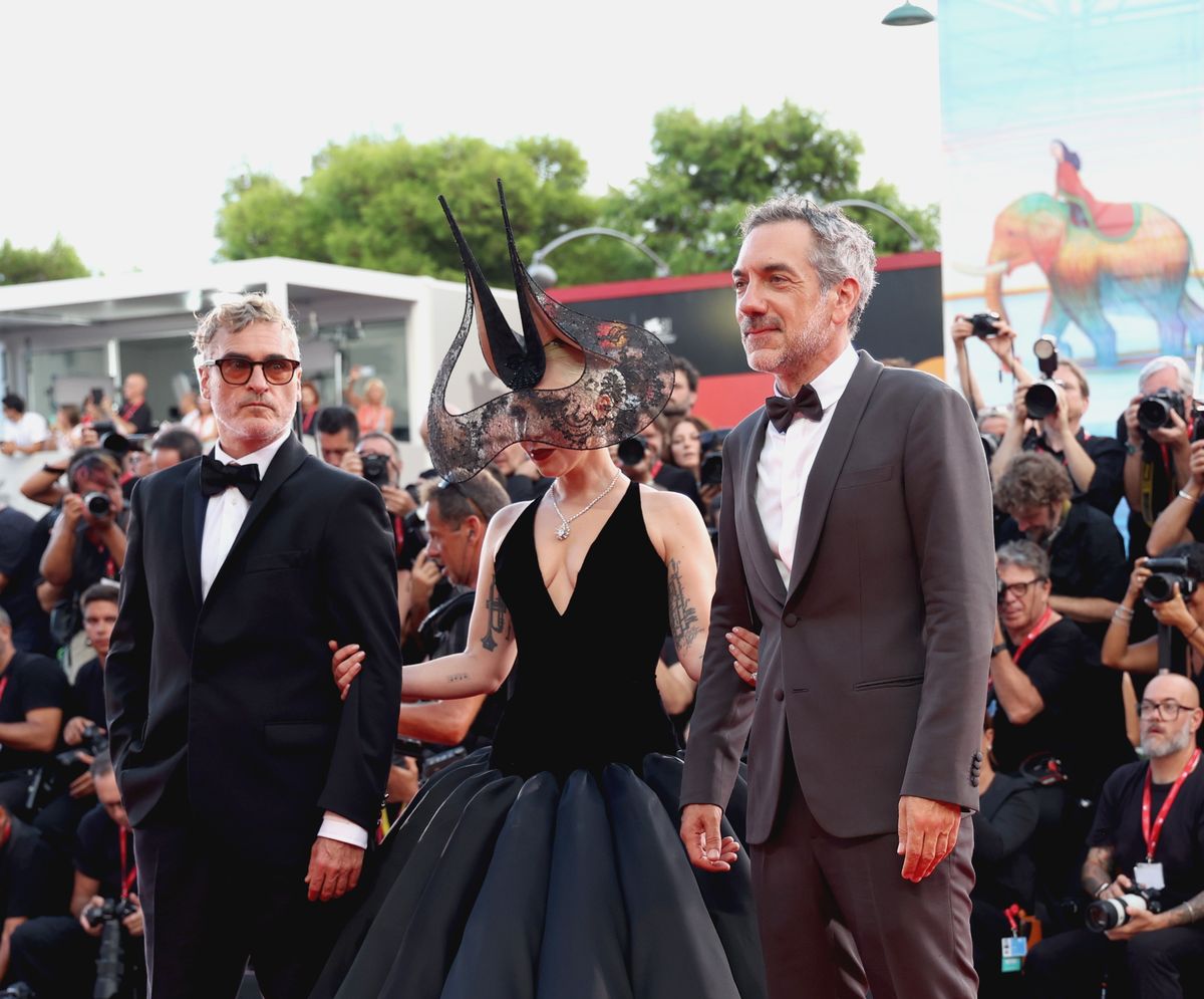  Joaquin Phoenix, Lady Gaga and director Todd Phillips attend the "Joker: Folie Ã  Deux" red carpet during the 81st Venice International Film Festival 