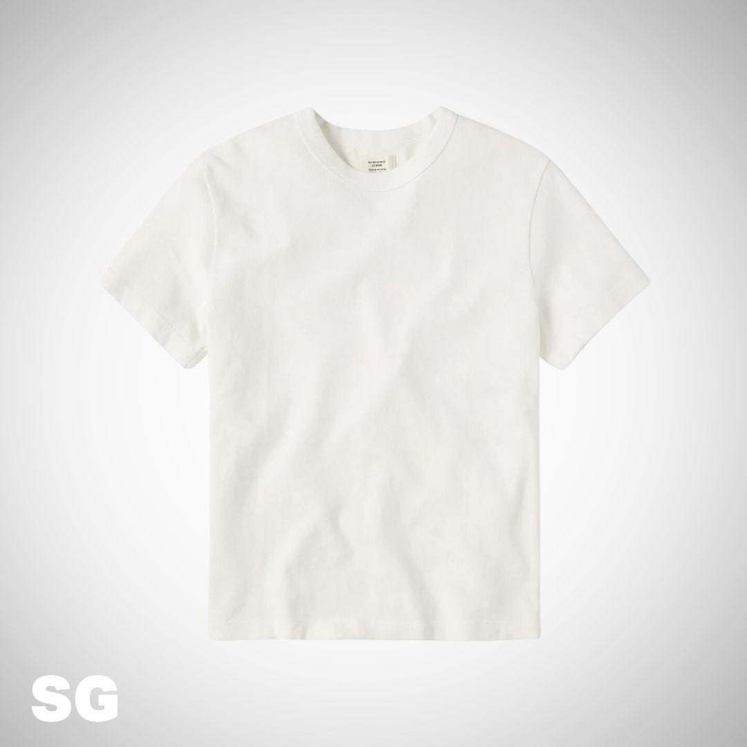 men's white t-shirt against a grey background