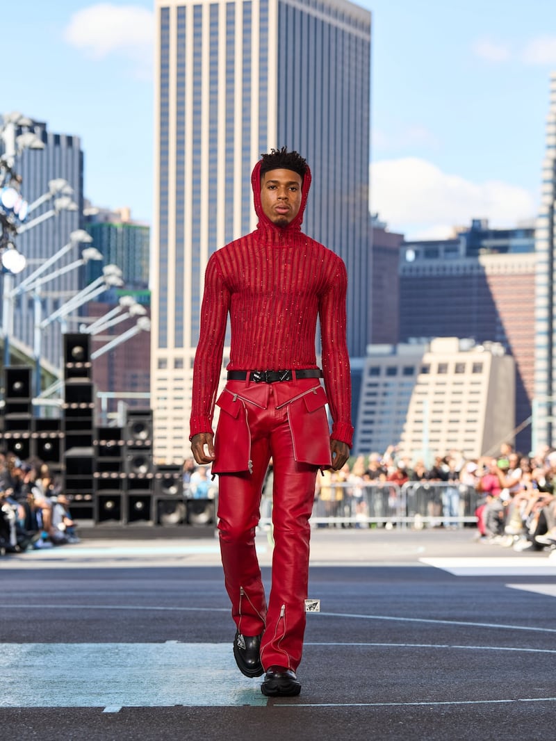 NLE Choppa walking the Spring/Summer 2025 runway for Off-White