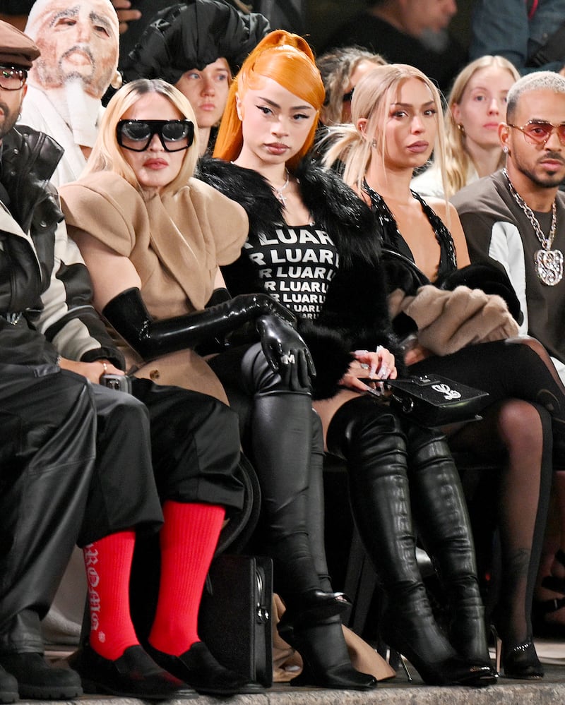 Madonna and Ice Spice at the spring 2025 Luar runway show.