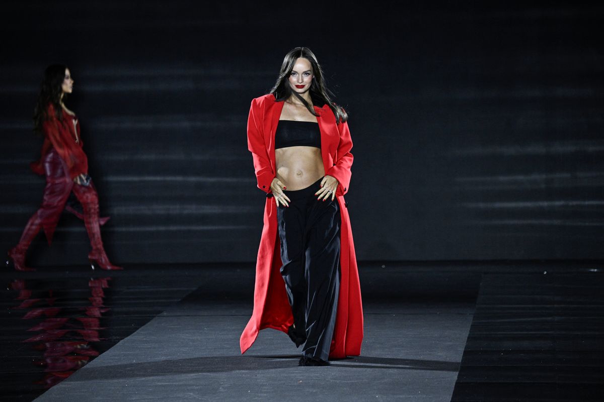 Brazilian top model Luma Grothe presents a creation for L'Oreal Paris show "Walk Your Worth" as part of the Paris Fashion Week Women Ready-to-wear Spring-Summer 2025 collection at Palais Garnier (Opera National de Paris) opera house in Paris on September 23, 2024. (Photo by JULIEN DE ROSA / AFP) (Photo by JULIEN DE ROSA/AFP via Getty Images)