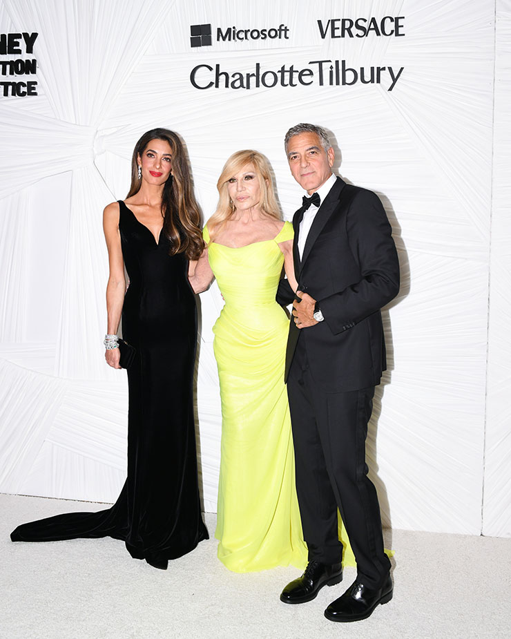 Amal Clooney, Donatella Versace, George Clooney  Clooney Foundation for Justice's The Albies