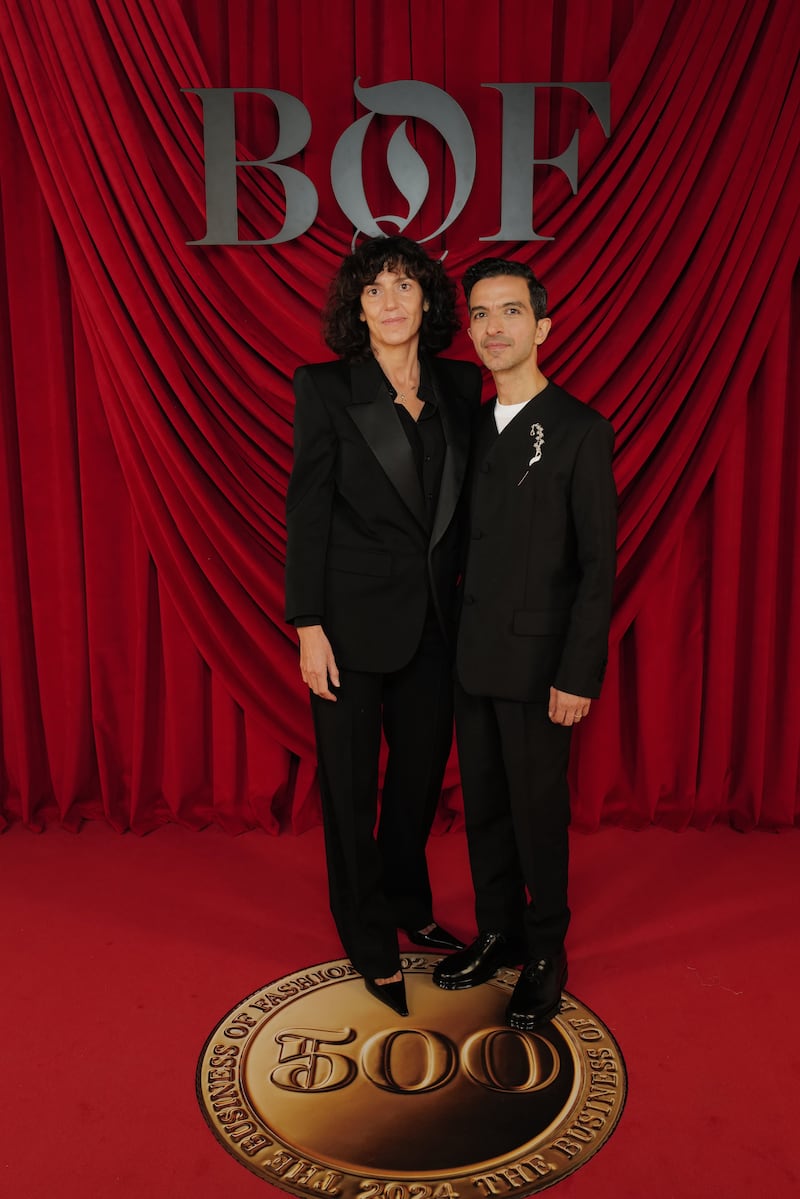 Francesca Bellettini and Imran Amed, Founder, CEO & Editor-in-Chief, The Business of Fashion attend the Business of Fashion BoF 500 Class of 2024 during Paris Fashion Week at Shangri-La Hotel Paris on September 28, 2024 in Paris, France.