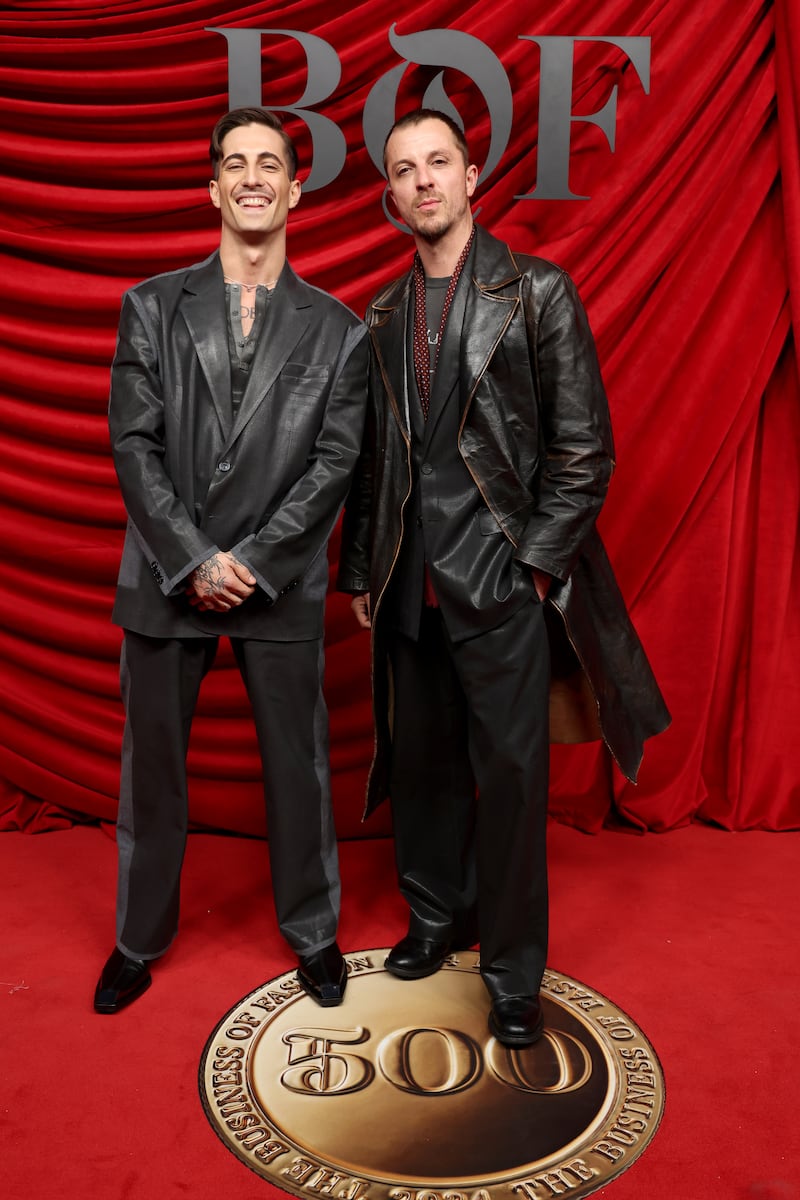 Damiano David and Glenn Martens attend the Business of Fashion BoF 500 Class of 2024 during Paris Fashion Week at Shangri-La Hotel Paris on September 28, 2024 in Paris, France.