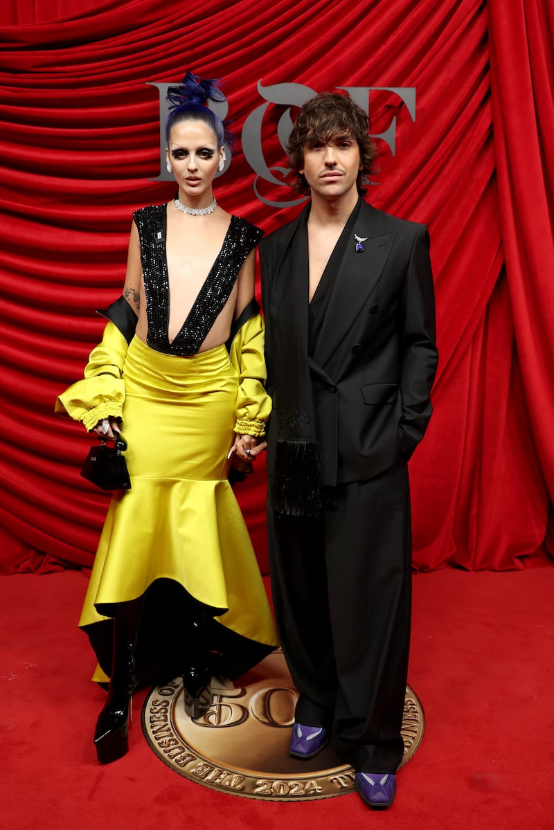 Sita Abellan and Giuliano Calza attend the Business of Fashion BoF 500 Class of 2024 during Paris Fashion Week at Shangri-La Hotel Paris on September 28, 2024 in Paris, France.