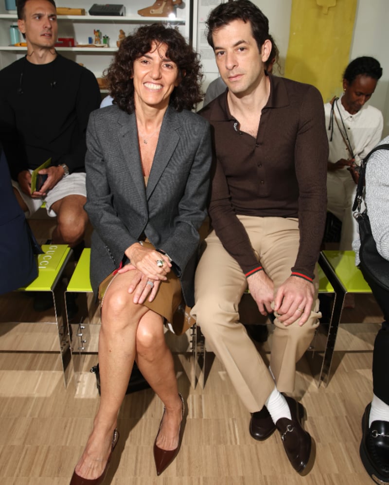 Francesca Bellettini and Mark Ronson are seen front row at the Gucci Men's Spring Summer 2025 Fashion Show.