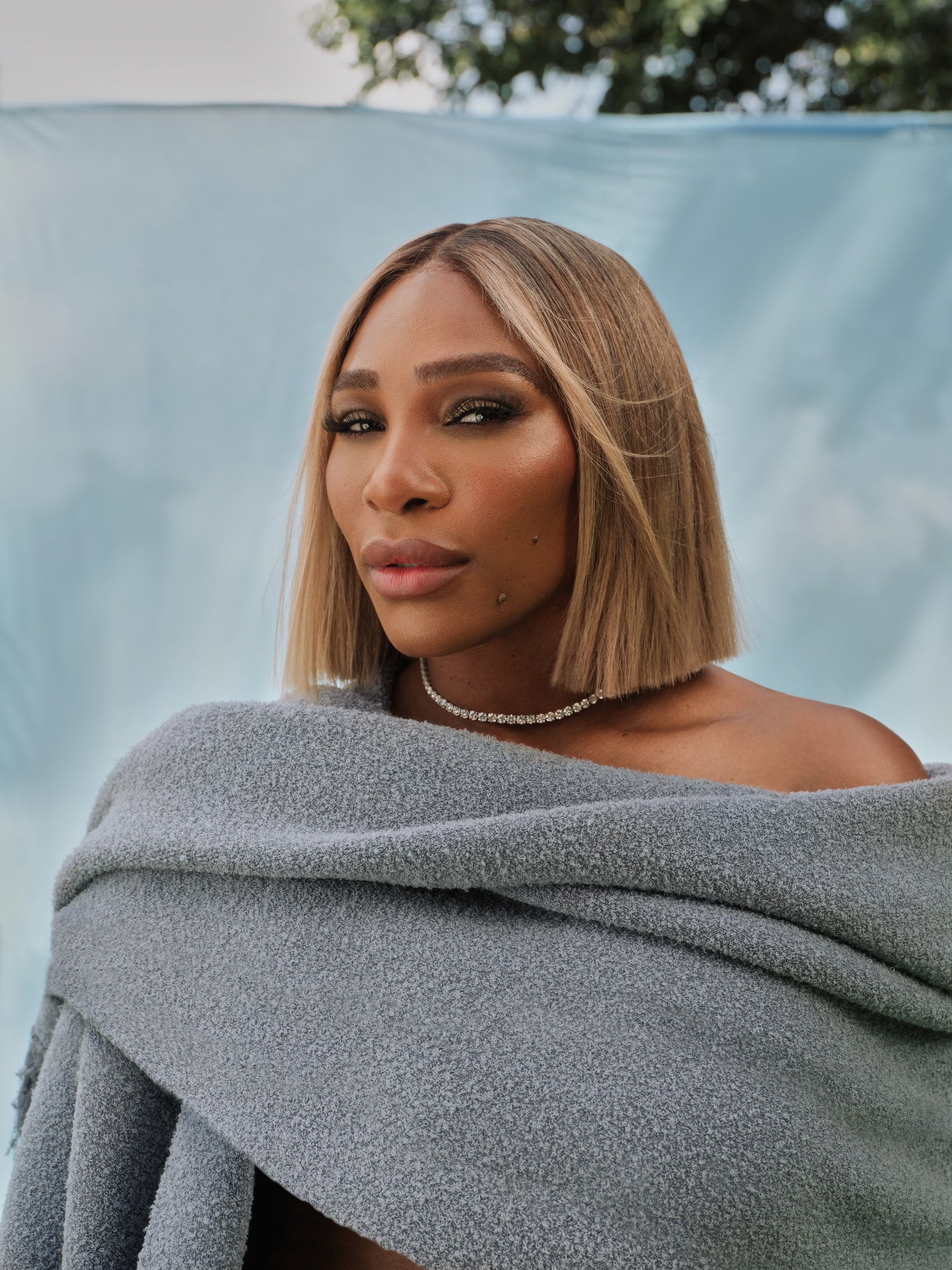 Image may contain Serena Williams Adult Person Blonde Hair Accessories Jewelry Necklace and Blanket