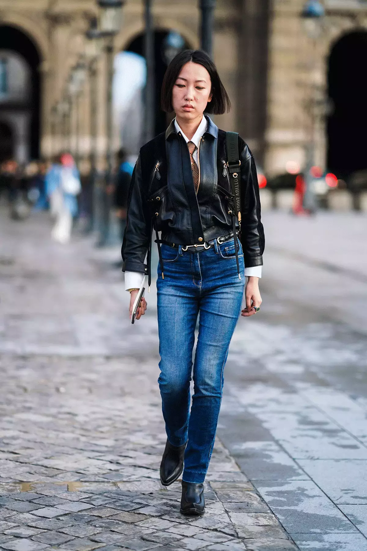 Leather Jacket Straight Leg Jeans Ankle Boots