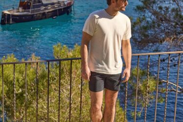 man in a summer outfit by the sea