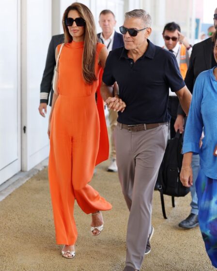 George Clooney and wife Amal are seen leaving Venice's Marco Polo airport after attending the 81st Venice International Film Festival at the Venice Lido.