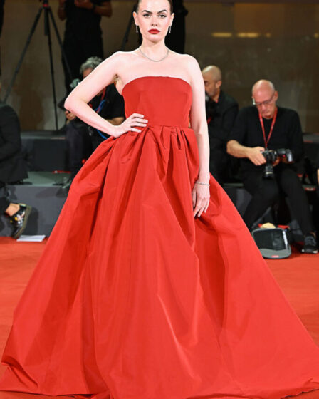 Charli Howard Wore Carolina Herrera  To The 'Three Friends' Venice Film Festival Premiere