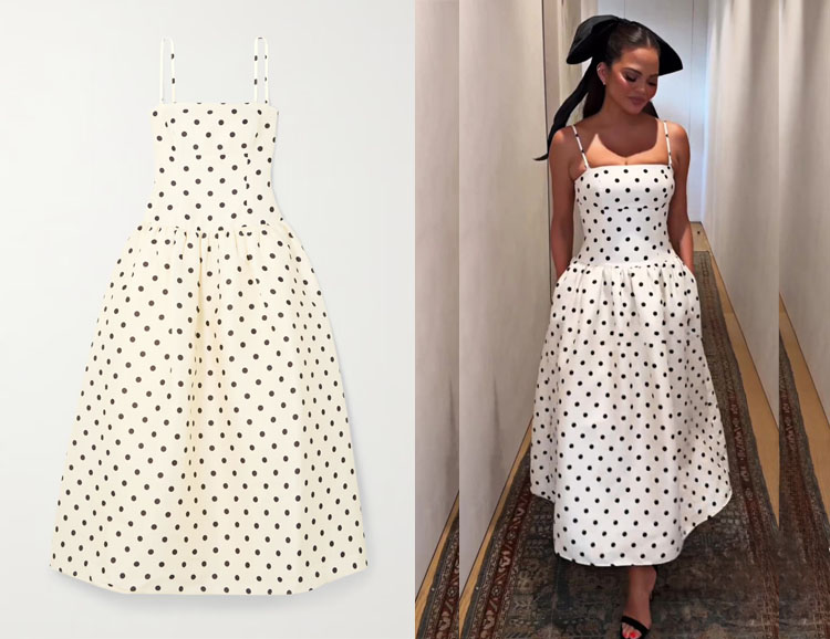 Chrissy Teigen's Self-Portrait Polka-Dot Taffeta Midi Dress