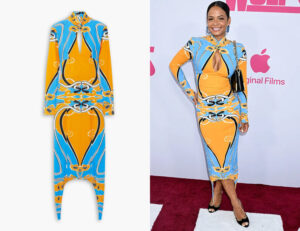 Christina Milian's Patou Open-Back Cutout Printed Midi Dress