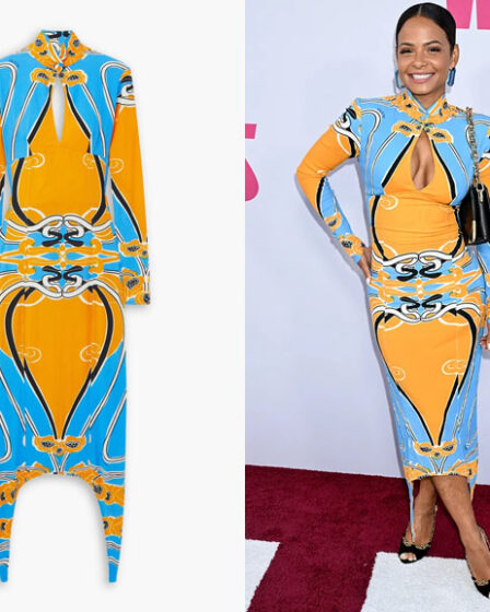 Christina Milian's Patou Open-Back Cutout Printed Midi Dress