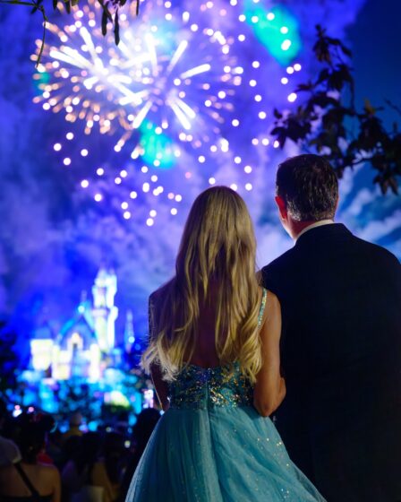 The Golden Bachelorette Joan Chock Disneyland Resort fireworks