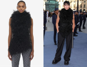 Evan Mock's McQueen Shearling Sleeveless Top