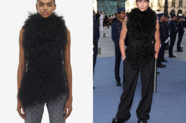 Evan Mock's McQueen Shearling Sleeveless Top