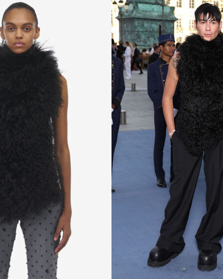 Evan Mock's McQueen Shearling Sleeveless Top