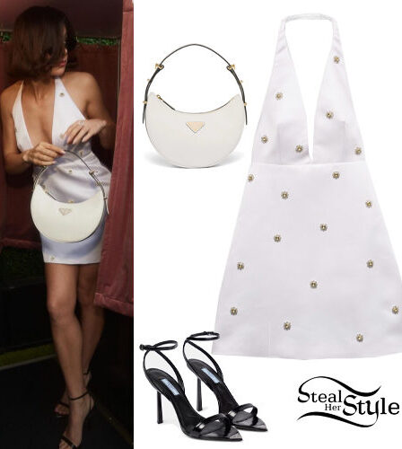 Hailee Steinfeld: White Mini Dress and Sandals