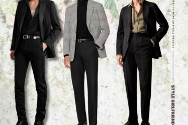 men in casually-styled fall wedding suits