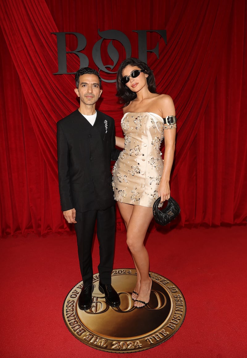 Kylie Jenner and Imran Amed attend the Business of Fashion BoF 500 Class of 2024 during Paris Fashion Week at Shangri-La Hotel Paris on September 28, 2024 in Paris, France.