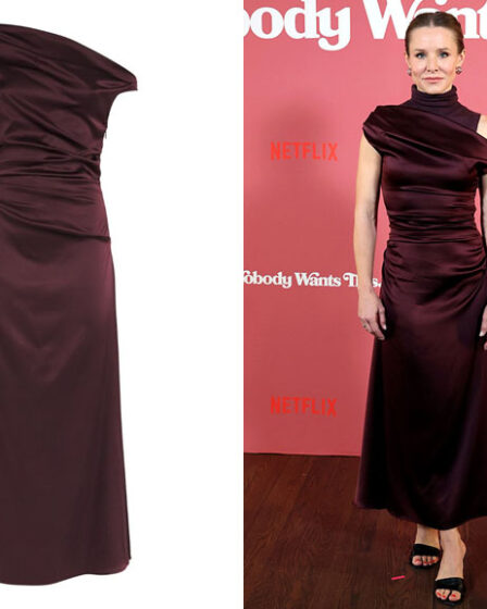 Kristen Bell's Staud Satin Phare Maxi Dress