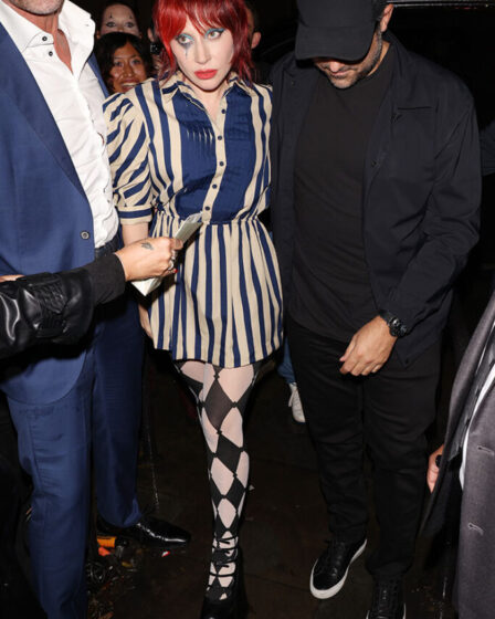 Lady Gaga and Michael Polansky arrive at a Lady Gaga Fan Event Harlequin Listening Party