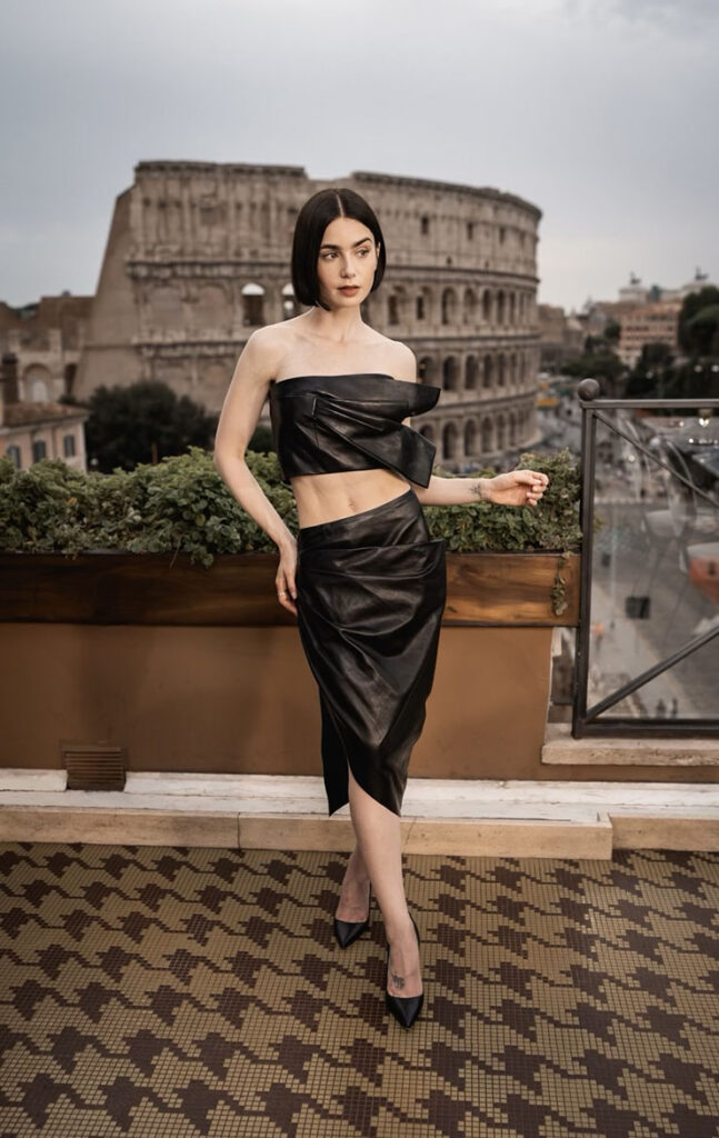 Lily Collins Wore Givenchy To The 'Emily In Paris' Rome Photocall