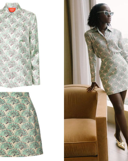 Lupita Nyong'o's La DoubleJ Fans-Print Silk Shirt & Skirt