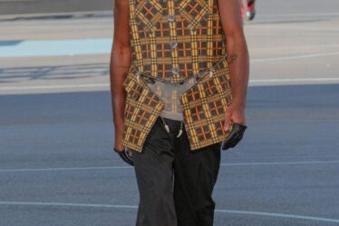 Model on the runway at Off-White RTW Spring 2025 as part of New York Ready to Wear Fashion Week on September 8, 2024 in New York, New York.  (Photo by Rodin Banica/WWD via Getty Images)