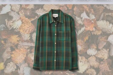 a green plaid shirt. text on-screen reads: if you buy one thing this fall...make it a plaid shirt