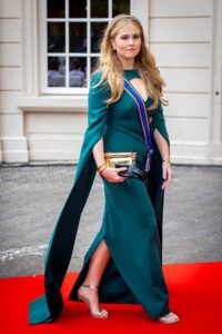 THE HAGUE, NETHERLANDS - SEPTEMBER 17: Princess Amalia of The Netherlands arrives by the Glass Coach at the Koninklijke Schouwburg at Prinsjesdag on September 17, 2024 in The Hague, Netherlands. Prinsjesdag is the annual opening of the parliamentary year. (Photo by Patrick van Katwijk/Getty Images)