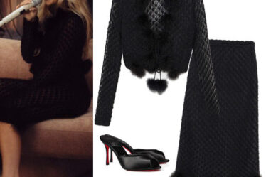 Sabrina Carpenter: Black Cardigan and Skirt