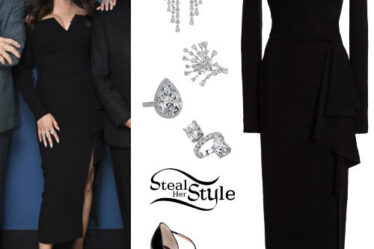 Selena Gomez: Black Midi Dress and Pumps