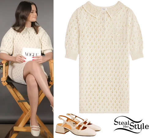 Selena Gomez: Pointelle Mini Dress, Mary Janes